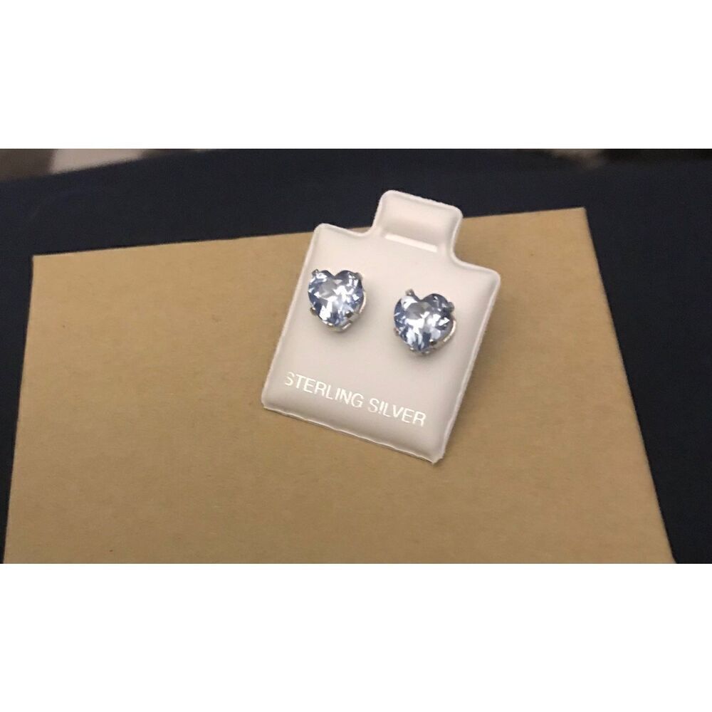 2 Ct. Heart Cut Blue Topaz Gemstone Heart Cut Stud Earrings